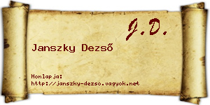 Janszky Dezső névjegykártya